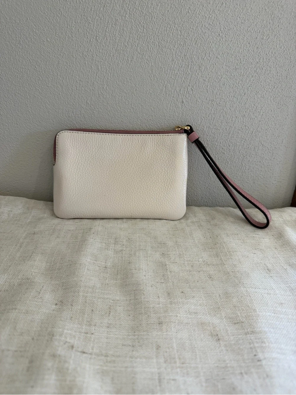 Coach Stripe Heart Motif Corner Wristlet